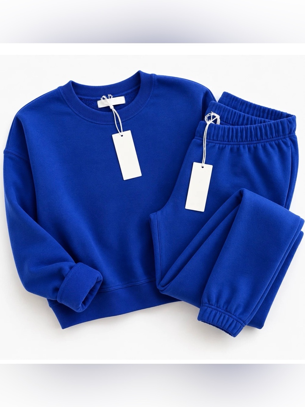 Perfect White Tee Cobalt Blue Stevie Sweatshirt Jogger Set XS New